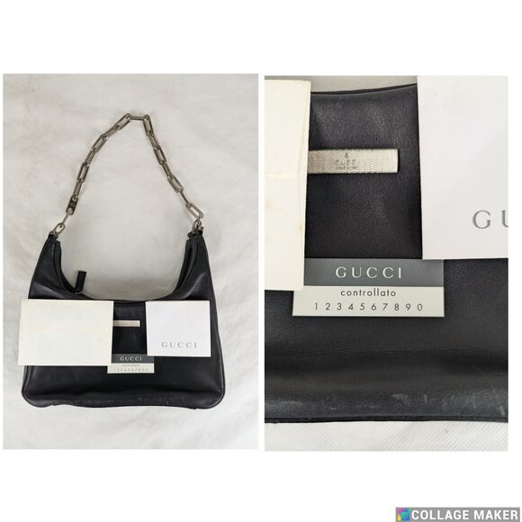 Authentic Vintage GUCCI Hobo Leather Chain Shoulder Bag Made in Italy - Picture 6 of 12